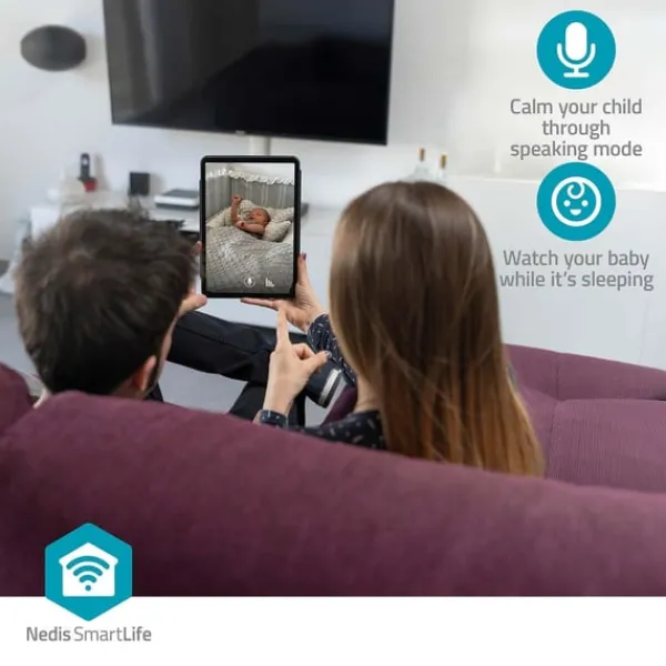 Nedis SmartLife Inomhus Kamera | 3MP Full HD 1296p | microSD (ingår inte) / Molnlagring (tillval) / Onvif | Med rörelsesensor | Nattsikt | Vit Säkerhetsmonitorer & Videokameror