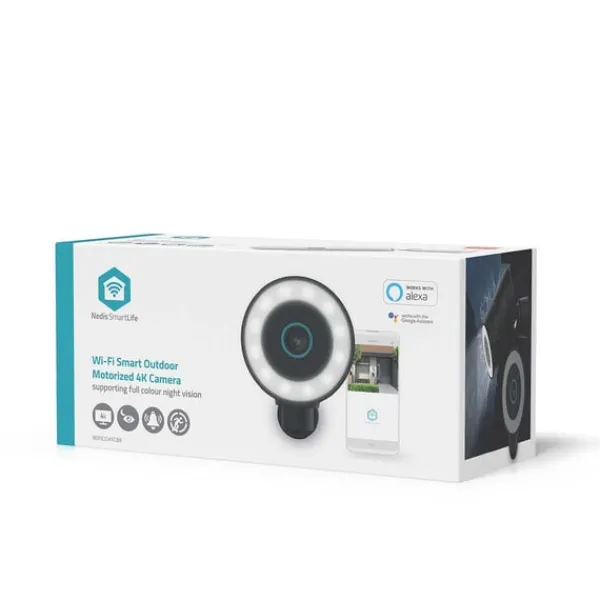Nedis SmartLife Utomhus Kamera | Spotlight | 4K / 3840x2160 | IP65 | microSD (ingår inte) / Molnlagring (tillval) / Onvif | 5 V DC | Med rörelsesensor | CDON Säkerhetsmonitorer & Videokameror