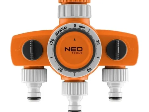 Best Neo Tools 3-ventilsfördelare, 2 utgångar med förregling, en med timer Bevattning
