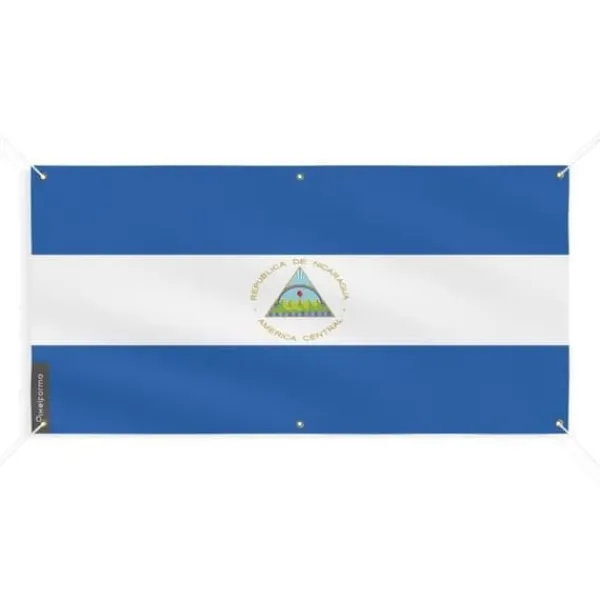 Best Nicaragua flaggbanner 6 öljetter 170x340cm i polyester Flaggor & Vindstrutar