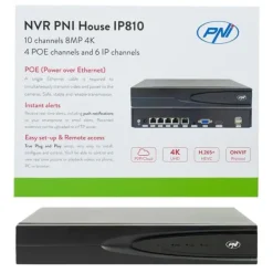 Nätverksvideoinspelare (NVR) - PNI - IP810 - 10 kanaler 4K - PoE - Inbyggd AI