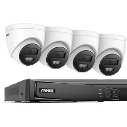Nätverksvideosekretessystem, 8MP Ultra HD-upplösning, H.265+ videokomprimering,8-kanals NVR 4 st kameror, Ingen