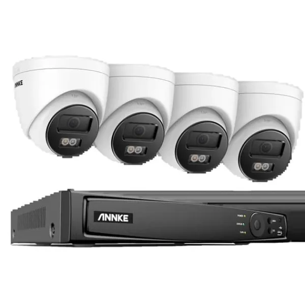 Nätverksvideosekretessystem, 8MP Ultra HD-upplösning, H.265+ videokomprimering,8-kanals NVR 4 st kameror, Ingen