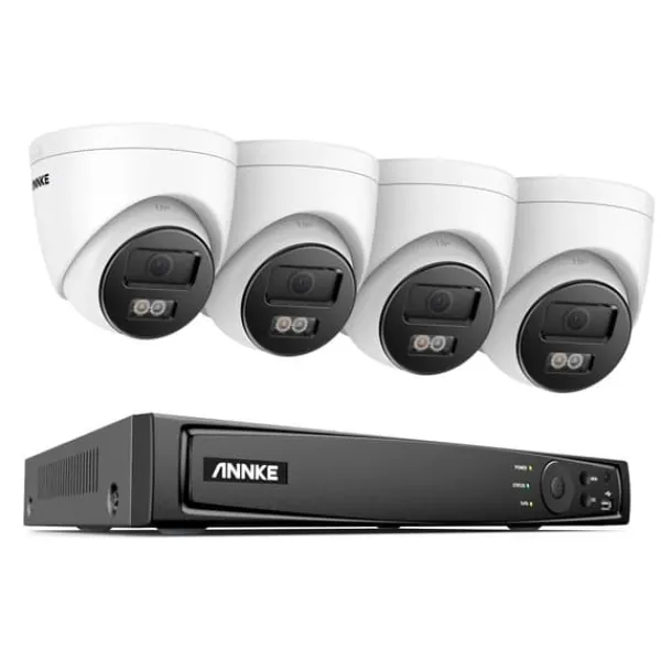 Nätverksvideosekretessystem, 8MP Ultra HD-upplösning, H.265+ videokomprimering,8-kanals NVR 4 st kameror, Ingen