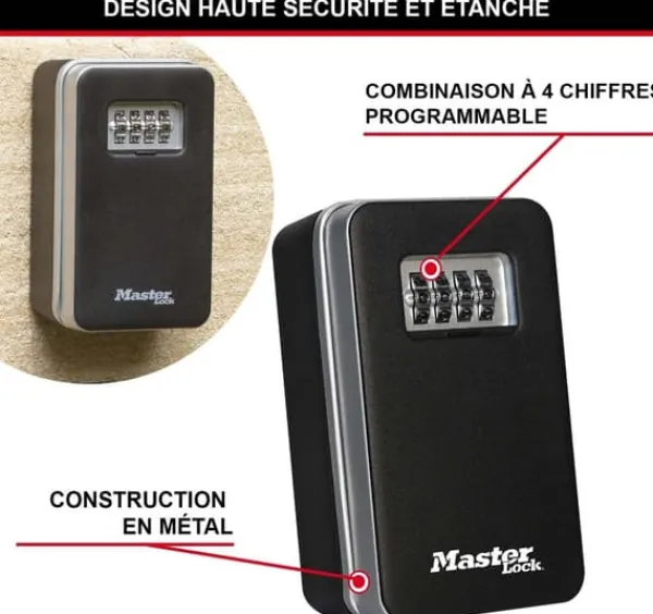 Best Nyckelskåp - MASTER LOCK - 5410EURD - Medium Storlek - Lock« med huva » - 4-siffrig kod - Kropp i aluminium 75 mm Kassaskåp