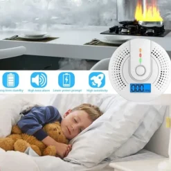 Best OBOSOE Bärbar Kolmonoxiddetektor – Digital LCD-Display och Ljudlarm, Resalarm, Vit Rök- & Koloxiddetektorer