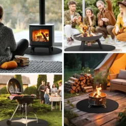Online OBOSOE Eldstadsmatta för Solo Stove Bonfire – 60cm Rund Grillmatta, Eldfast, Vattentålig & Oljebeständig Tillbehör Till Vedeldade Kaminer & Öppna Spisar