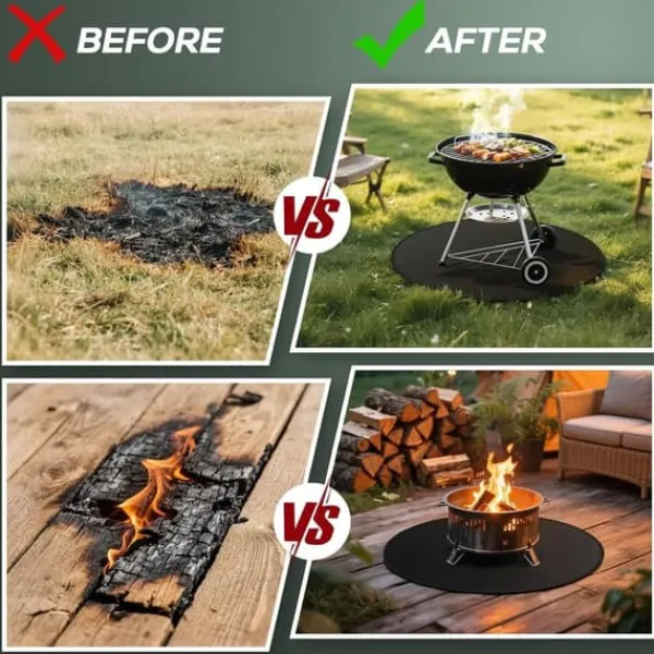 Online OBOSOE Eldstadsmatta för Solo Stove Bonfire – 60cm Rund Grillmatta, Eldfast, Vattentålig & Oljebeständig Tillbehör Till Vedeldade Kaminer & Öppna Spisar