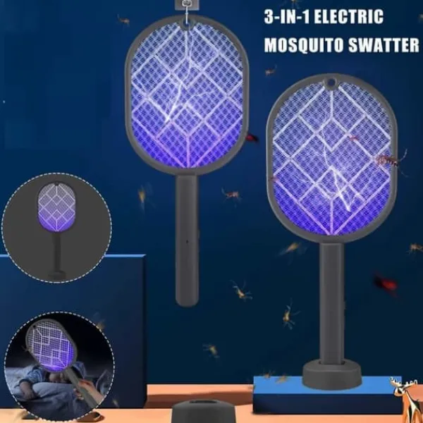 OBOSOE Electric Mosquito Racket, Fly Swatter Racket Uppladdningsbar Bug Zapper Racket Myggfälla ljus Uppladdningsbart myggfälla ljus