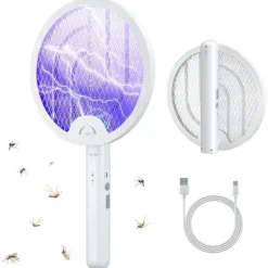Hot OBOSOE Elektrisk flugsmälla 2-i-1 – hopfällbar myggfälla & insektsdödare med lampa, USB-uppladdningsbar Flugsmällor
