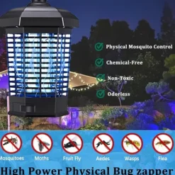 OBOSOE Elektrisk myggdödare – Kraftfull insektsdödare 4200V, Myggfångare med sladd, Vattentät flugfälla för utomhusbruk