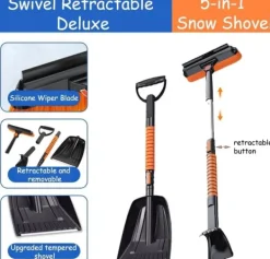 Outlet OBOSOE 5-i-1 Bil Snöskyffel, Snöborste & Iskrapa – Multifunktionell Snöborttagare för Bil, Justerbar Längd Snöborttagning