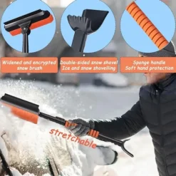 Outlet OBOSOE 5-i-1 Bil Snöskyffel, Snöborste & Iskrapa – Multifunktionell Snöborttagare för Bil, Justerbar Längd Snöborttagning