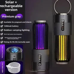 OBOSOE 2-i-1 Portabel Myggdödare/Mygglampa – USB & Solenergi, Uppladdningsbar Insektsdödare Myggfångare Insektsmedel & Djuravvisande Medel