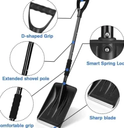 OBOSOE Nöd Snöskyffel med Aluminiumhandtag – Lätt, Justerbar & Bärbar för Hem, Trädgård och Camping