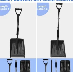 OBOSOE Nöd Snöskyffel med Aluminiumhandtag – Lätt, Justerbar & Bärbar för Hem, Trädgård och Camping