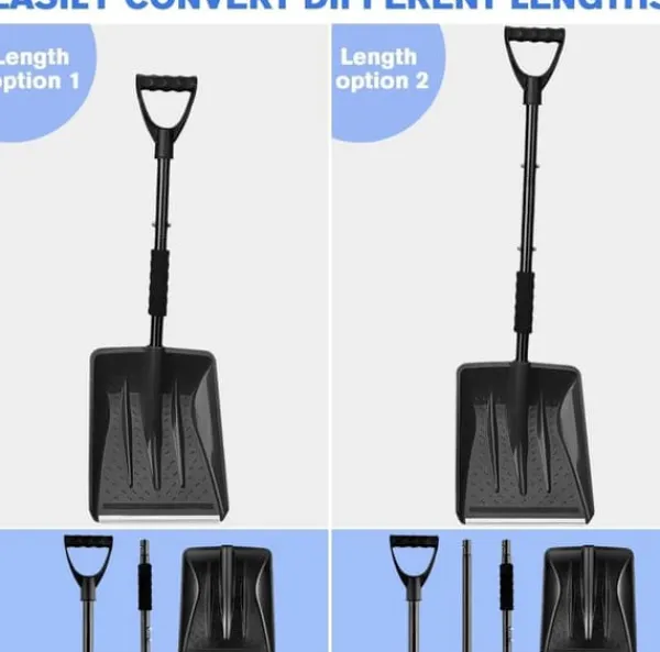 OBOSOE Nöd Snöskyffel med Aluminiumhandtag – Lätt, Justerbar & Bärbar för Hem, Trädgård och Camping