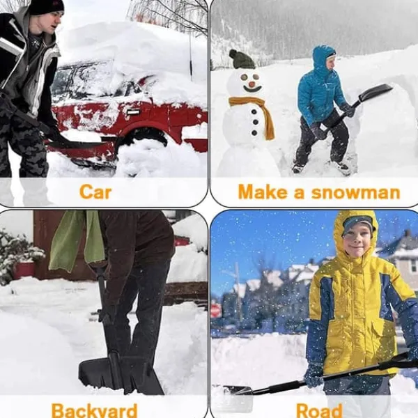 OBOSOE Nöd Snöskyffel med Aluminiumhandtag – Lätt, Justerbar & Bärbar för Hem, Trädgård och Camping