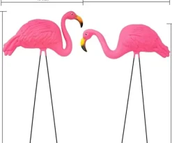 Hot OBOSOE 2-pack rosa flamingo trädgårdsprydnader – 60 cm plaststatyer för utomhusdekoration Trädgårdsprydnader