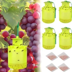 OBOSOE 4-Pack Utomhus Flugfälla – Återanvändbar Fluginfångare med Naturligt Bete för Husflugor, Hästflugor och Fruktflugor