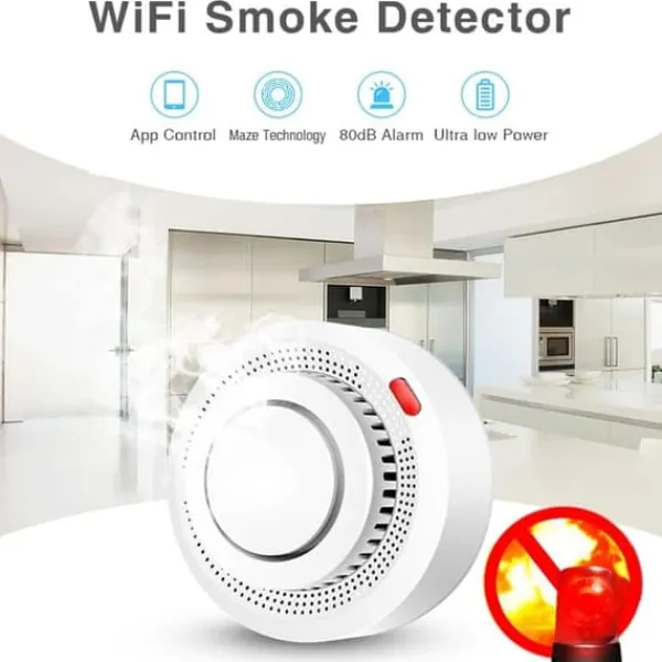 Hot OBOSOE Smart WiFi-brandvarnare – Trådlös rökdetektor med appnotis (batteri ingår ej) Rök- & Koloxiddetektorer