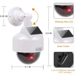 Clearance OBOSOE Solcellsdriven Fejkkamera med Blinkande Röd LED & Varningsdekal – För Inomhus/Utomhusbruk Falska Övervakningskameror