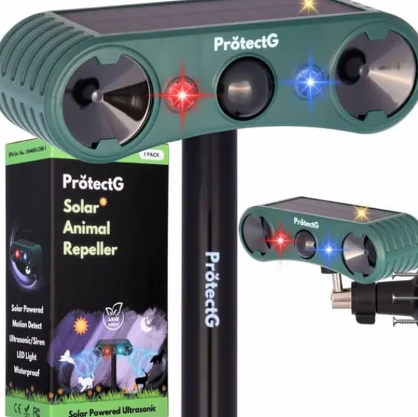 Hot OBOSOE Solenergi utomhus drivmedel – Ultrasonisk rörelse med LED-ljus – Vattentät avvisare för rådjur, katt, gnagare Insektsmedel & Djuravvisande Medel