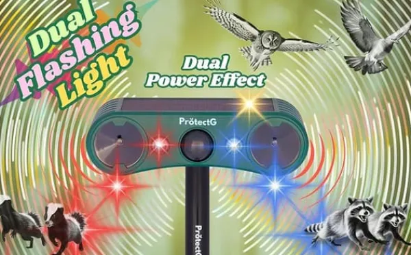 Hot OBOSOE Solenergi utomhus drivmedel – Ultrasonisk rörelse med LED-ljus – Vattentät avvisare för rådjur, katt, gnagare Insektsmedel & Djuravvisande Medel