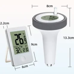 OBOSOE Trådlös Flytande Pooltermometer med Fjärravläsning, LED-display & RCC – Vattentålig IPX8, Perfekt för Pool & Spa