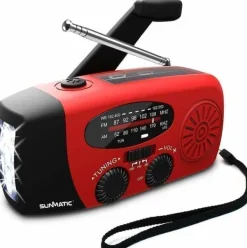 Discount OBOSOE Vevradio med Solceller, LED Ficklampa och 2000mAh Powerbank SOS SUNMATIC - Väderradio för hem- och campingnödsituationer med AM/FM-radio Beredskapsplaner