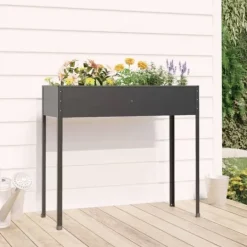Outlet Odlingslåda antracit 100,5x40,5x90 cm galvaniserat stål Planteringsbänkar