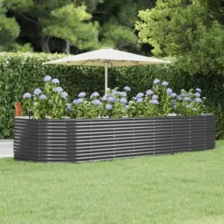 Odlingslåda antracit 367x140x68 cm pulverlackerat stål - Odlingslåda Upphöjd - Odlingslådor Upphöjda - Home & Living