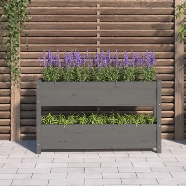 Sale Odlingslåda grå 112x25x66 cm massiv furu Planteringsbänkar