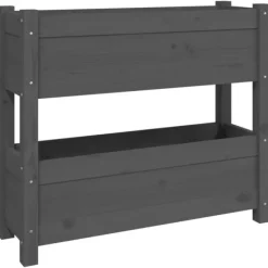 vidaXL Odlingslåda grå 77x25x66 cm massiv furu