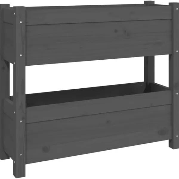 vidaXL Odlingslåda grå 77x25x66 cm massiv furu