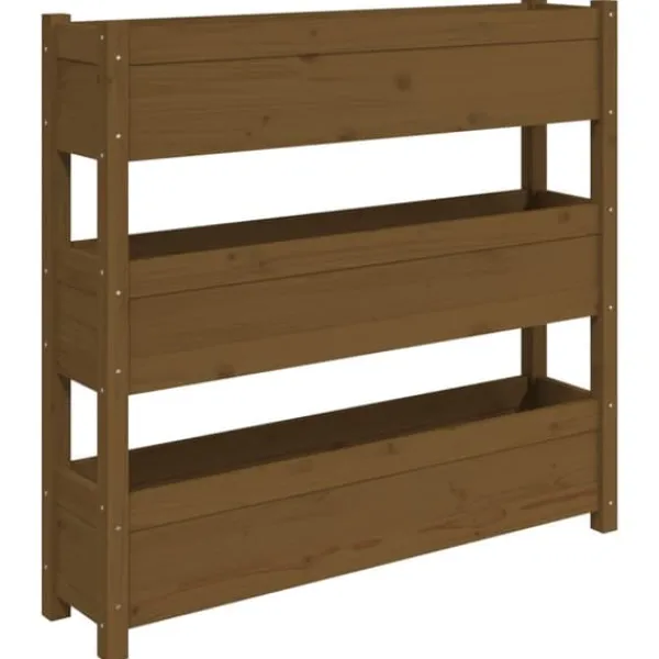 Online Odlingslåda honungsbrun 112x25x104,5 cm massiv furu Planteringsbänkar