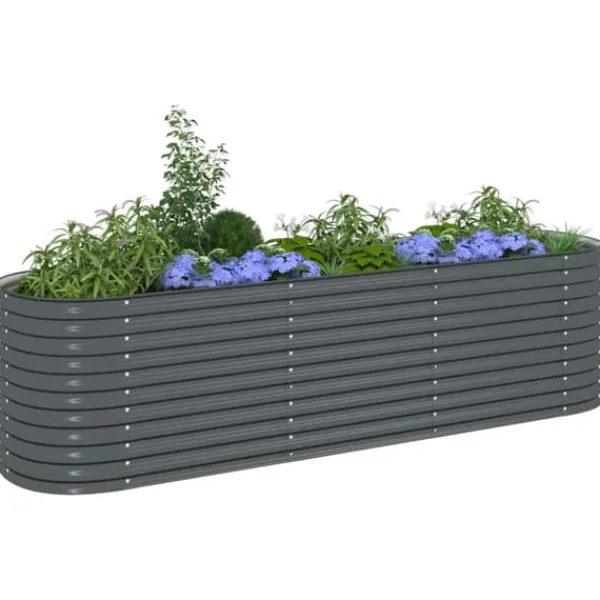 Online Odlingslåda i galvaniserat stål - Perfekt för trädgård och balkong | Färg: Grå | Storlek: 320x80x81 cm Krukor & Växtbehållare