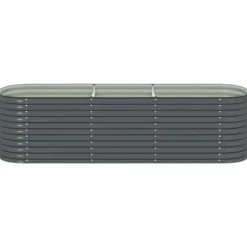 Online Odlingslåda i galvaniserat stål - Perfekt för trädgård och balkong | Färg: Grå | Storlek: 320x80x81 cm Krukor & Växtbehållare