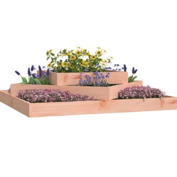 Odlingslåda i massiv douglas med 3 nivåer | Storlek: 112x112x27 cm | Färg: Naturlig träfinish Krukor & Växtbehållare