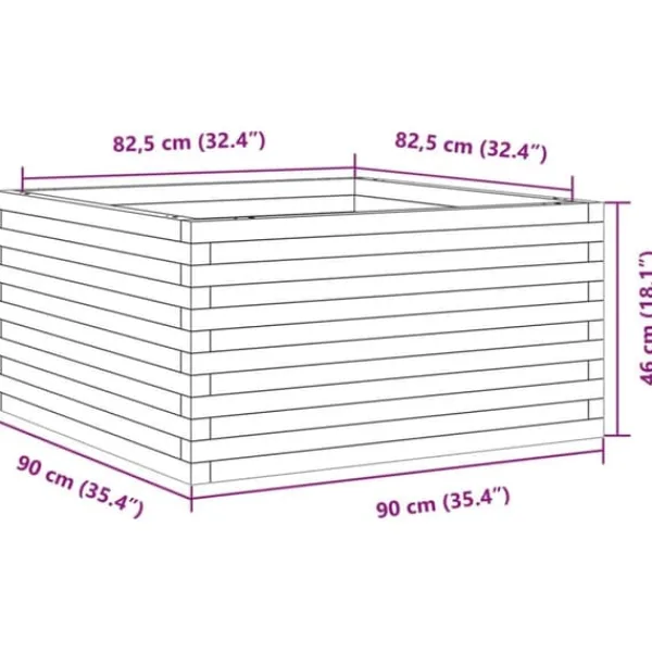 Online Odlingslåda i massiv furu - Trädgårdsbänk | Färg: Vaxbrun | Storlek: 90x90x46 cm Planteringsbänkar