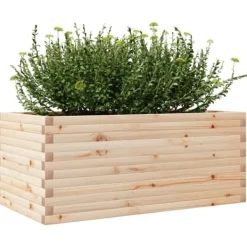 Odlingslåda i massivt furuträ - Robust och rymlig | Storlek: 110x60x45,5 cm | Färg: Natur