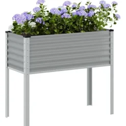 Odlingslåda i stål - Väderbeständig planteringslåda | Färg: Grå | Storlek: 100x41x90 cm