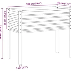 Odlingslåda i stål - Väderbeständig planteringslåda | Färg: Grå | Storlek: 100x41x90 cm