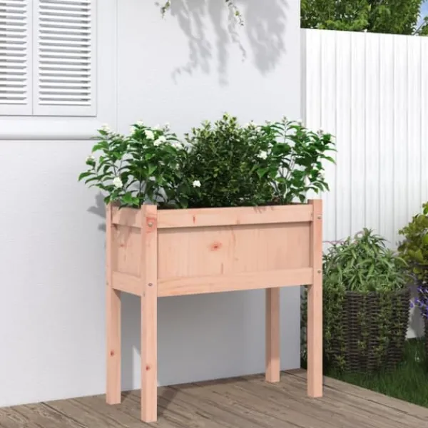 Odlingslåda med ben i Douglas - Planteringslåda | Storlek: 70x31x70 cm | Färg: Träbeige