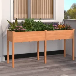 Discount Odlingslåda med foder brun 161x45x76 cm massivt granträ Planteringsbänkar