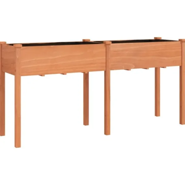 Discount Odlingslåda med foder brun 161x45x76 cm massivt granträ Planteringsbänkar