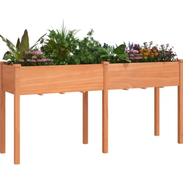 Discount Odlingslåda med foder brun 161x45x76 cm massivt granträ Planteringsbänkar
