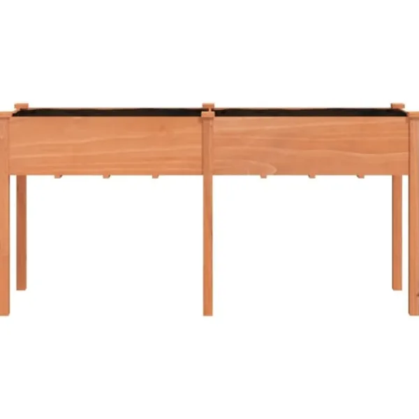 Discount Odlingslåda med foder brun 161x45x76 cm massivt granträ Planteringsbänkar