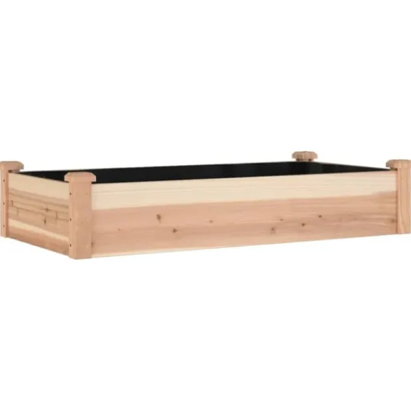 Online Odlingslåda med foder 120x60x25 cm massivt granträ Planteringsbänkar