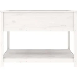 Best Odlingslåda med hylla - Massiv furu | Färg: Vit | Storlek: 111,5x111,5x81 cm Planteringsbänkar